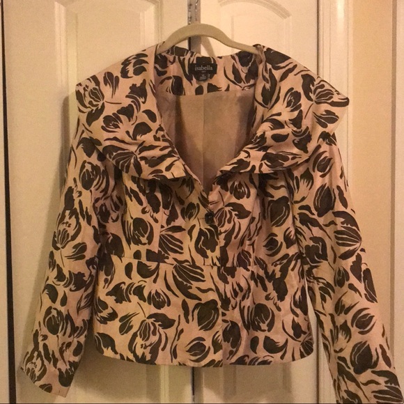 Black and Tan Collared Peplum Suit Jacket - Picture 1 of 4
